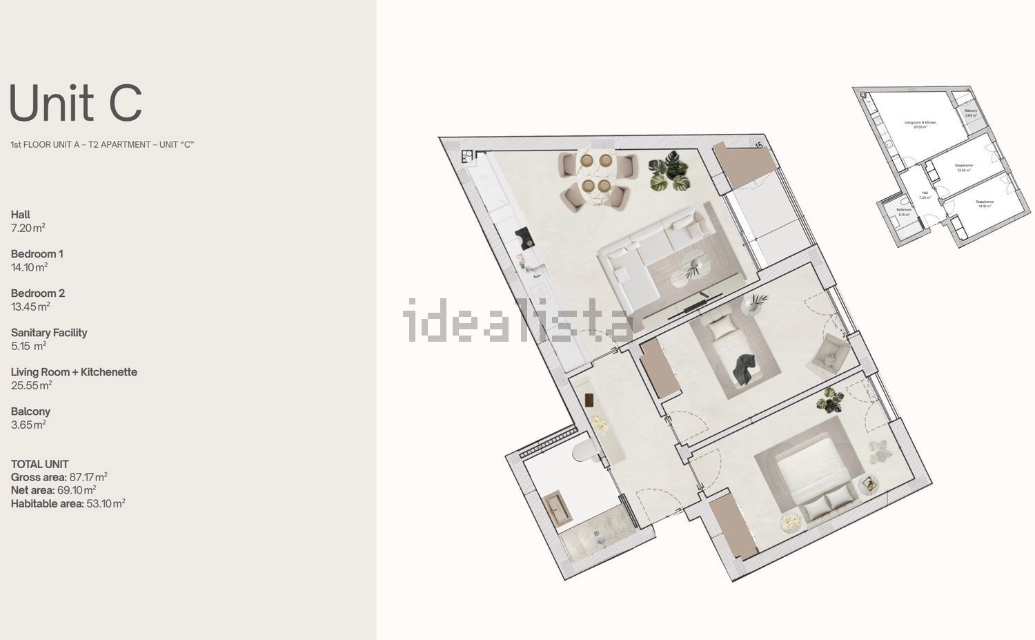 公寓 t2出售在Rua da Recosta, 43 - 平面图