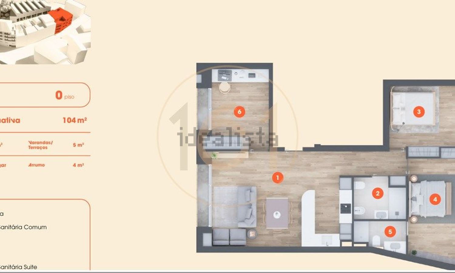 公寓 t3出售在 Ouro - Condominhas - 平面图
