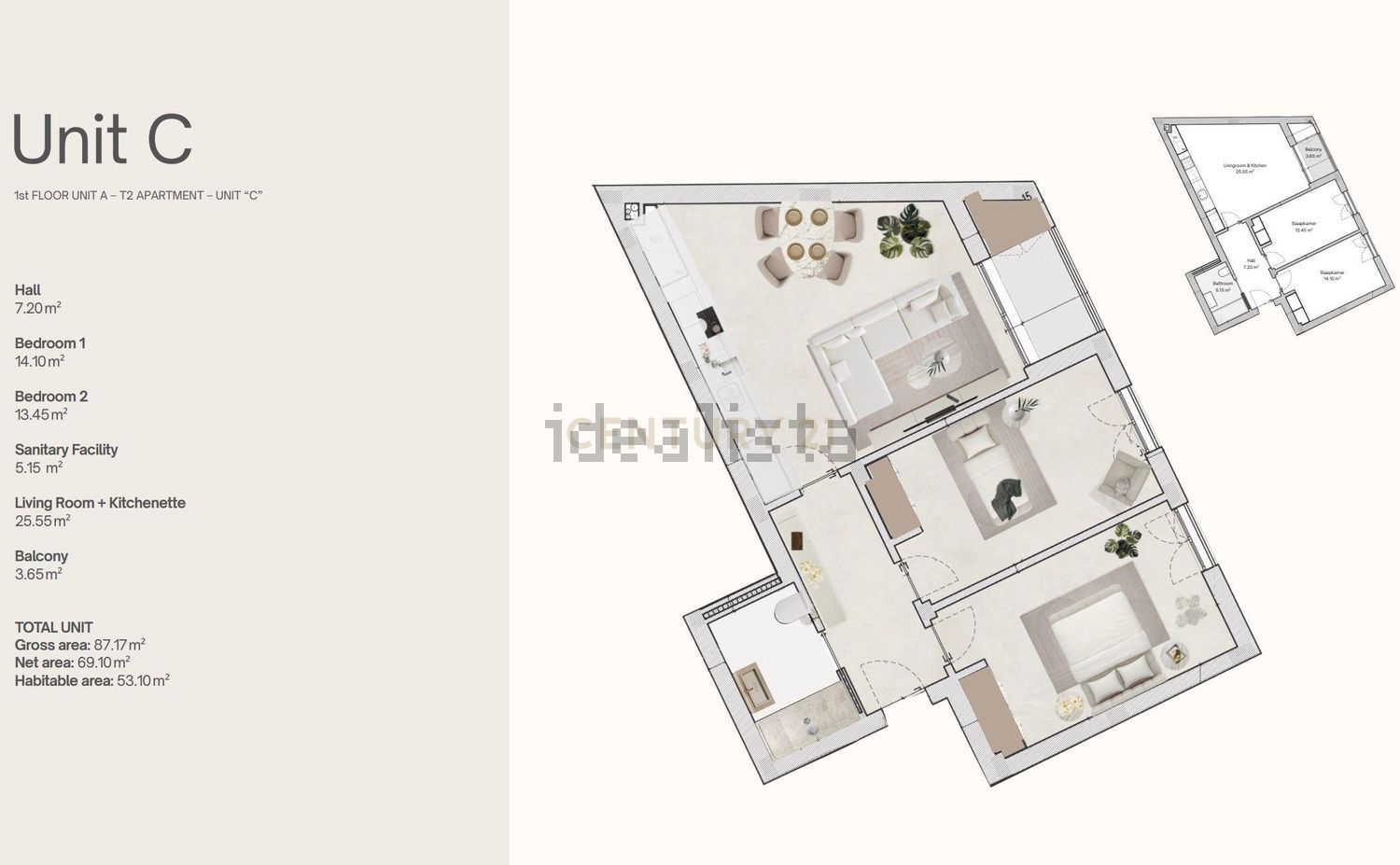 公寓 t2出售在Rua da Recosta, 43 - 平面图