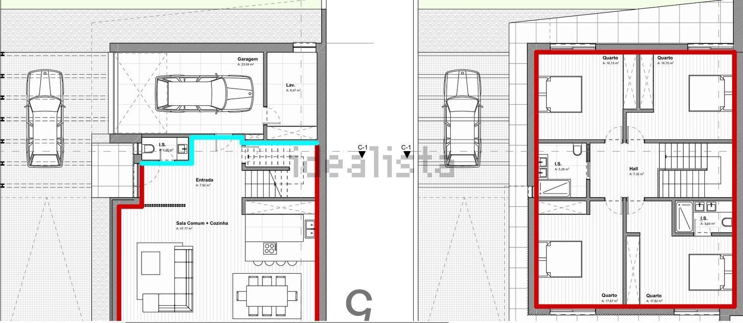 双拼别墅出售在Rua Primeiro de Dezembro - 平面图