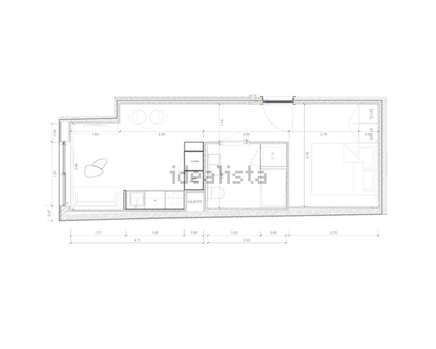 T0（单人公寓）出售在Avenida Dom Afonso Henriques, 576 - 平面图