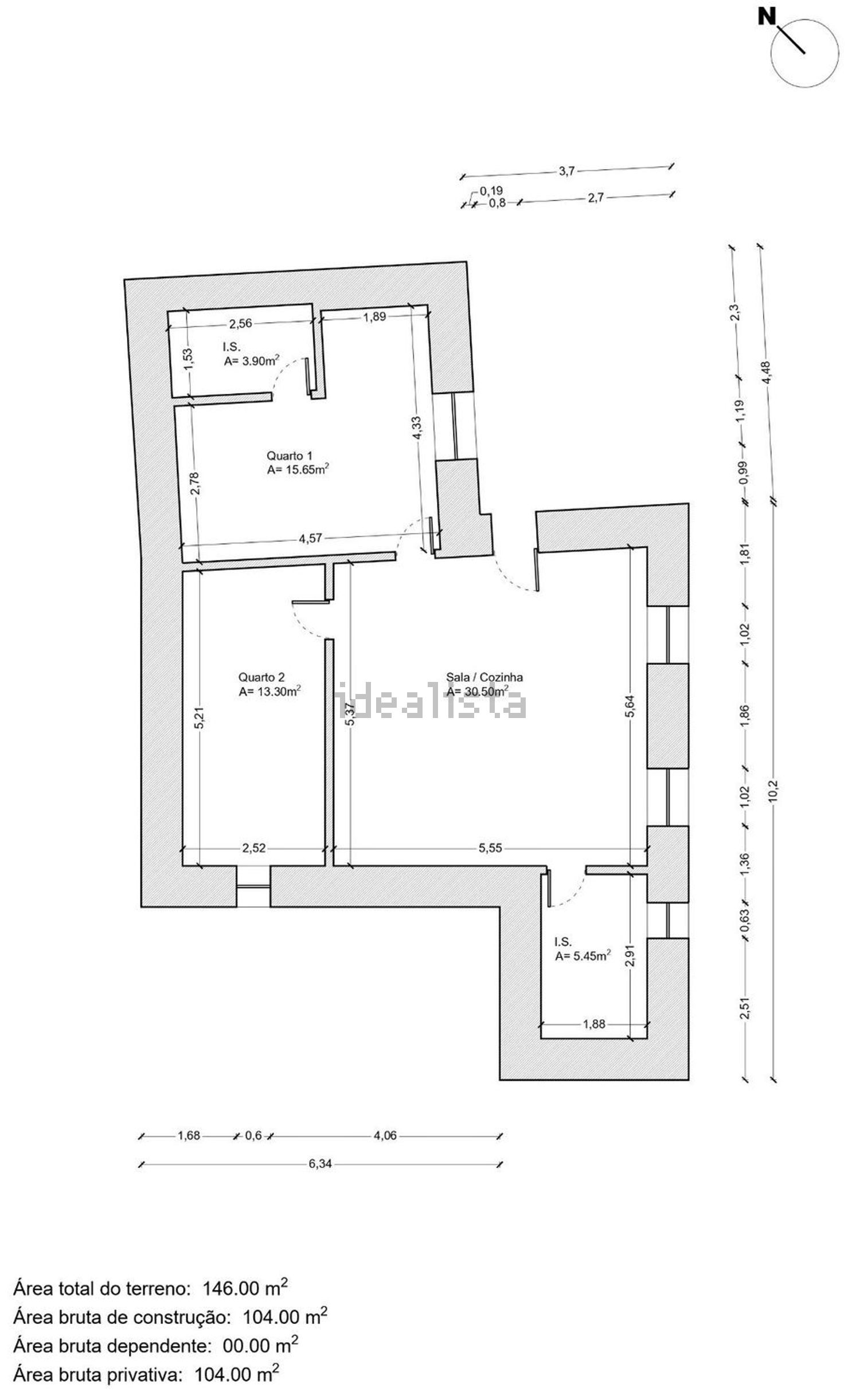 小楼房或独栋别墅出售在Rua Principal - 平面图