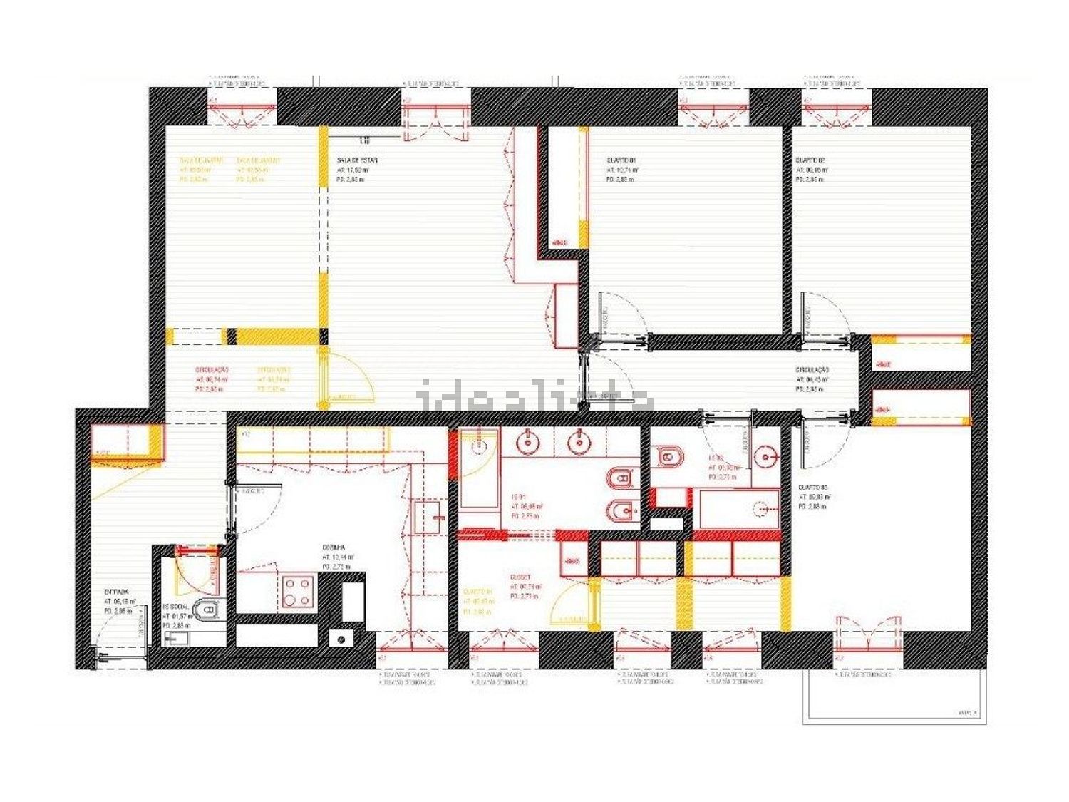 出租公寓 t3在Avenida Elias Garcia, 15 - 平面图