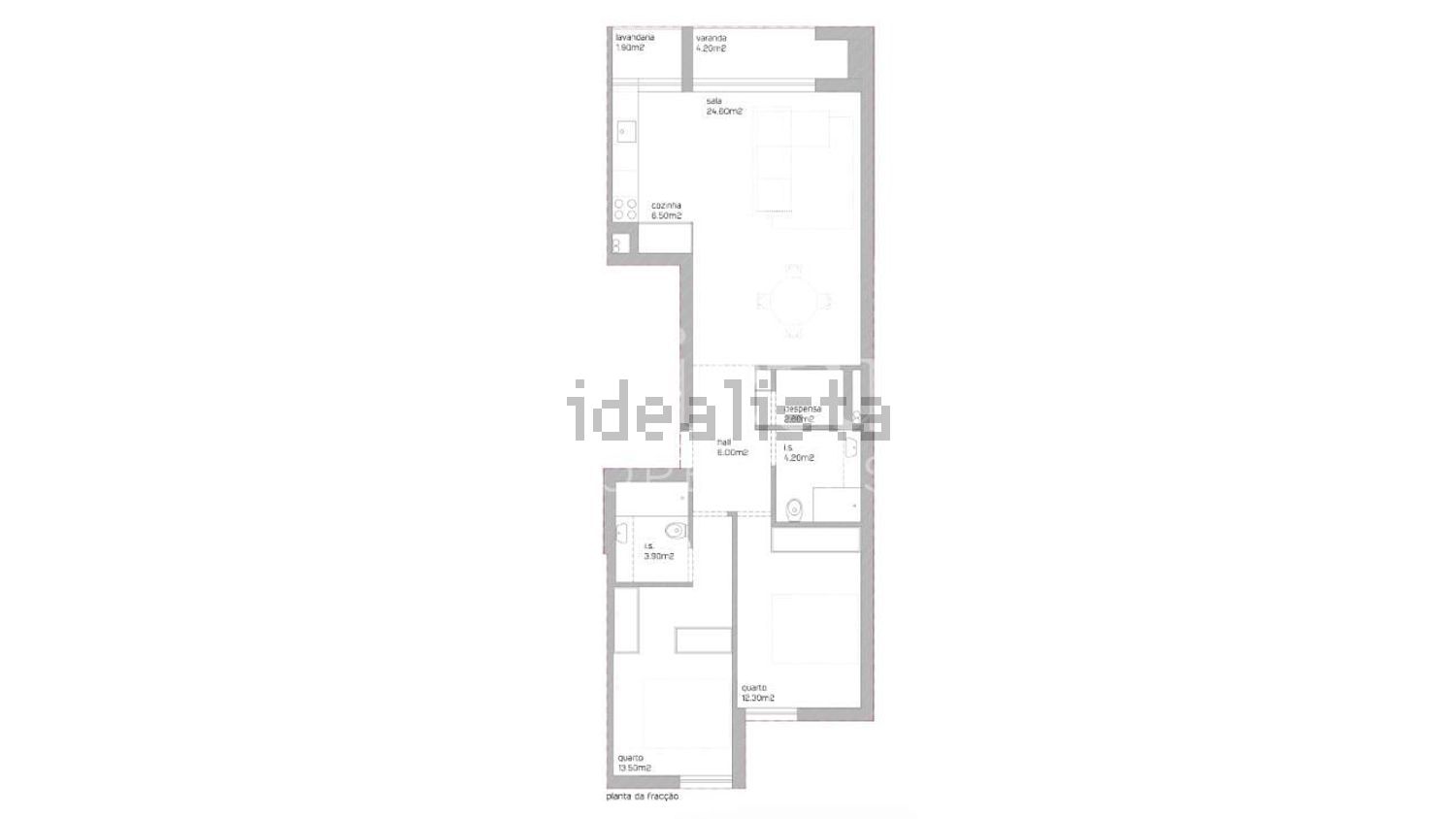 公寓 t2出售在Rua de São Gens s/n - 平面图