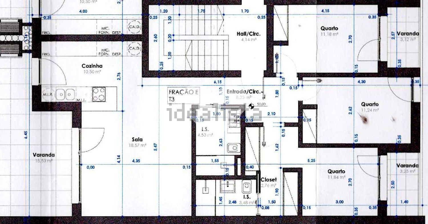 公寓 t3出售在Rua Damião Peres s/n - 平面图