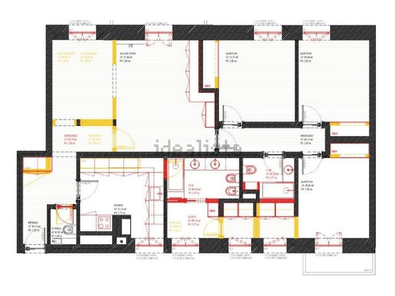 出租公寓 t3在Avenida Elias Garcia, 15 - 平面图