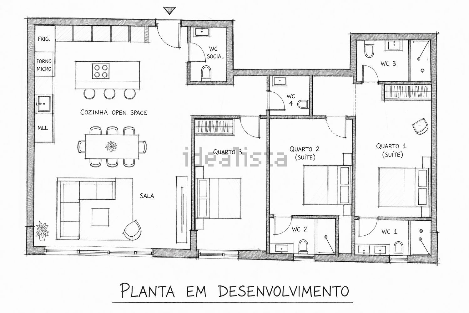 公寓 t3出售在Rua Doutor Augusto Ferreira da Cunha, 68 - 平面图