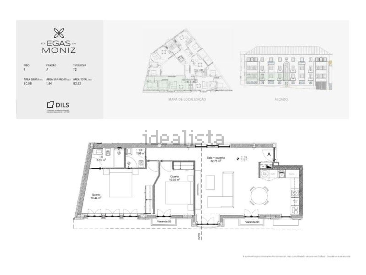 公寓 t2出售在Rua de Egas Moniz - 平面图