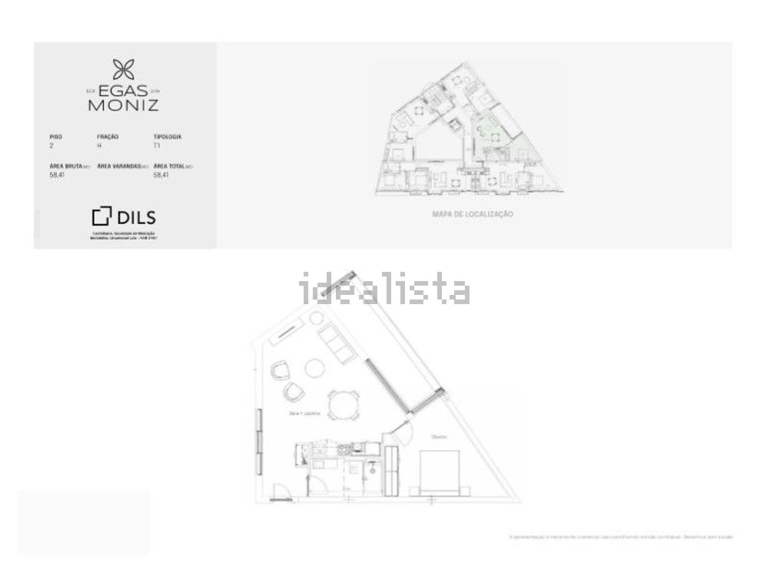 公寓 t1出售在Rua de Egas Moniz - 平面图