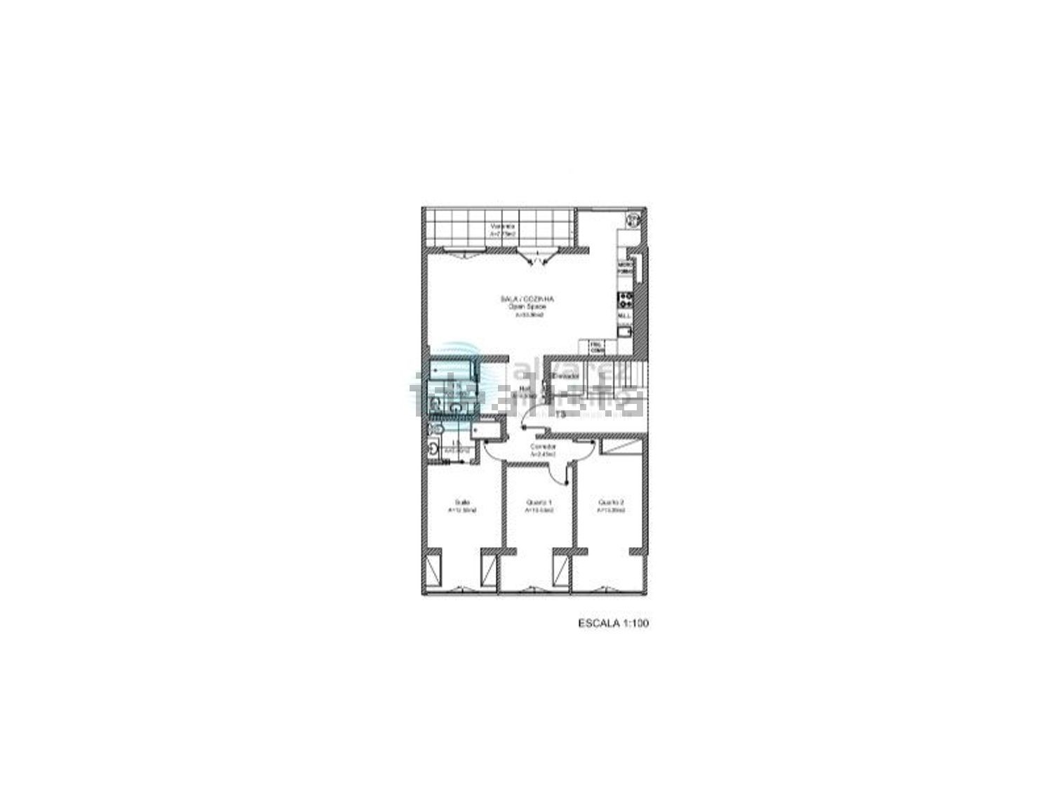 公寓 t3出售在 Bairro de Santa Cruz - 平面图