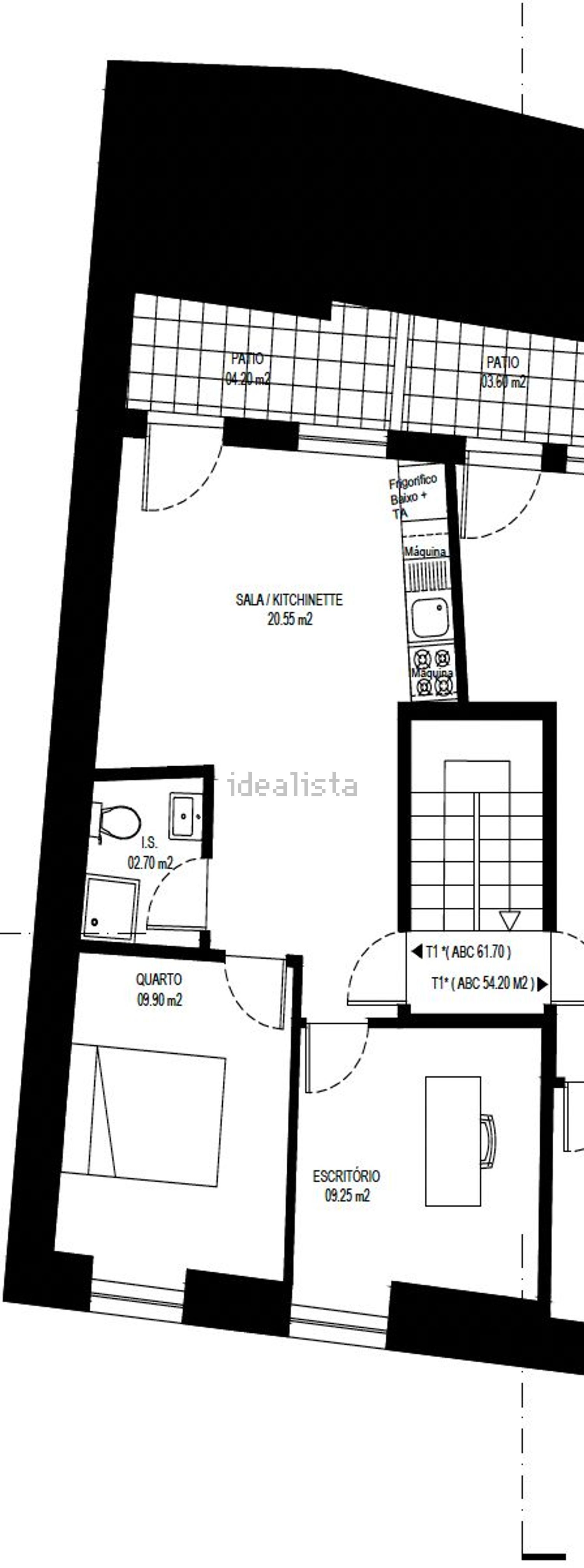 出租公寓 t2在Rua da Bombarda, 32 - 平面图