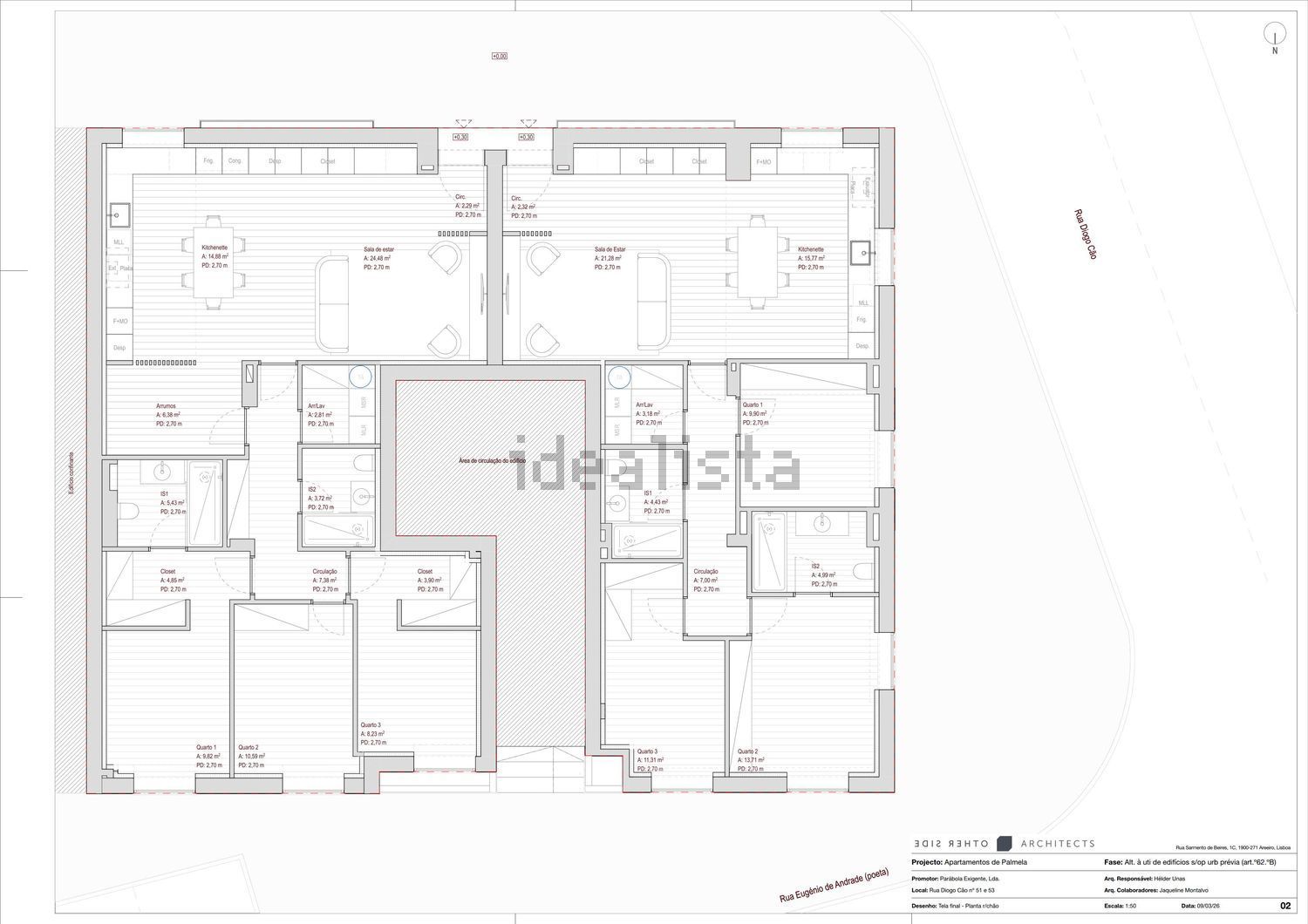 公寓 t3出售在Rua Diogo Cão s/n - 平面图