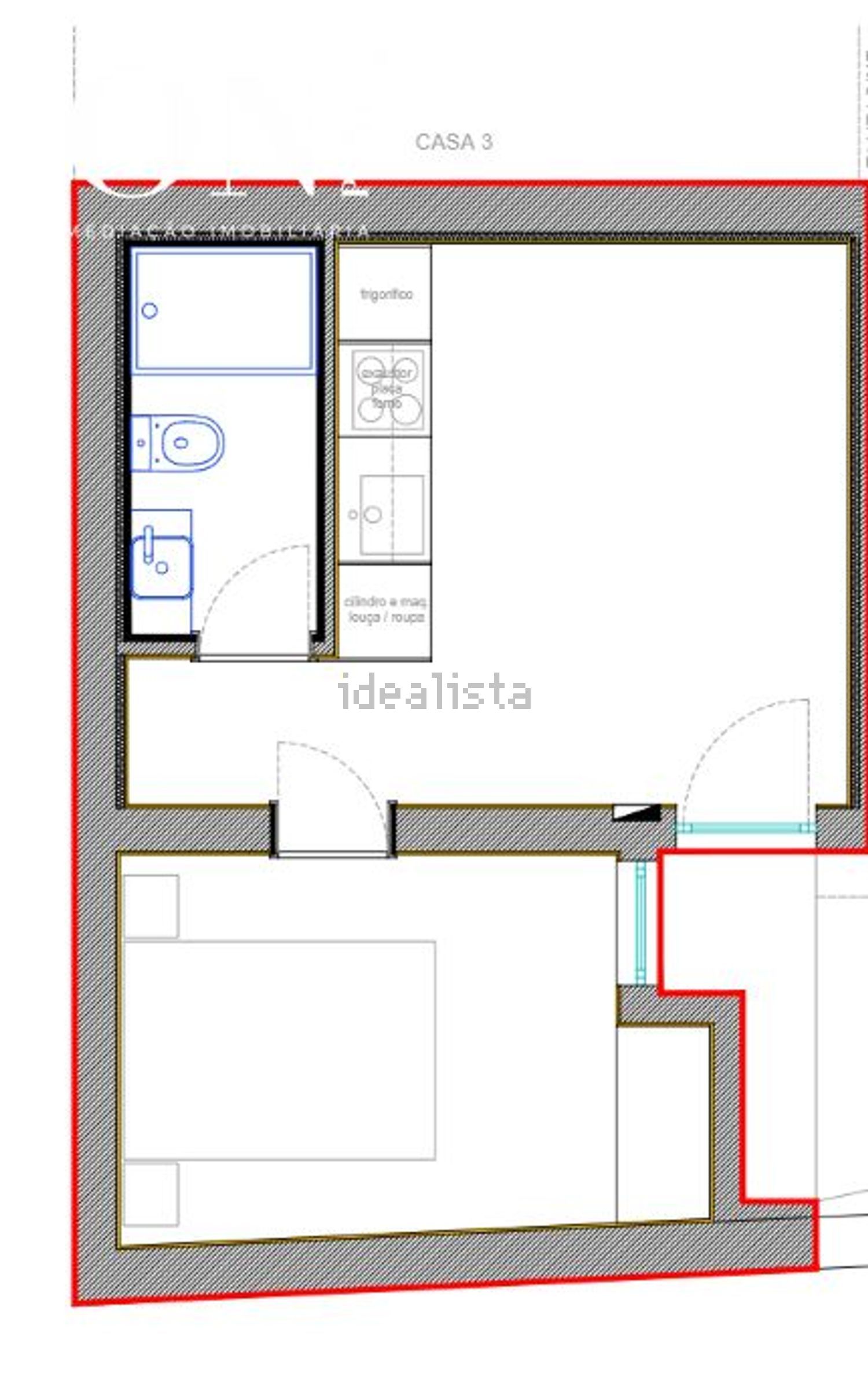 出租公寓 t1在 Francos - Casa da Música - Pedro Hispano - 平面图