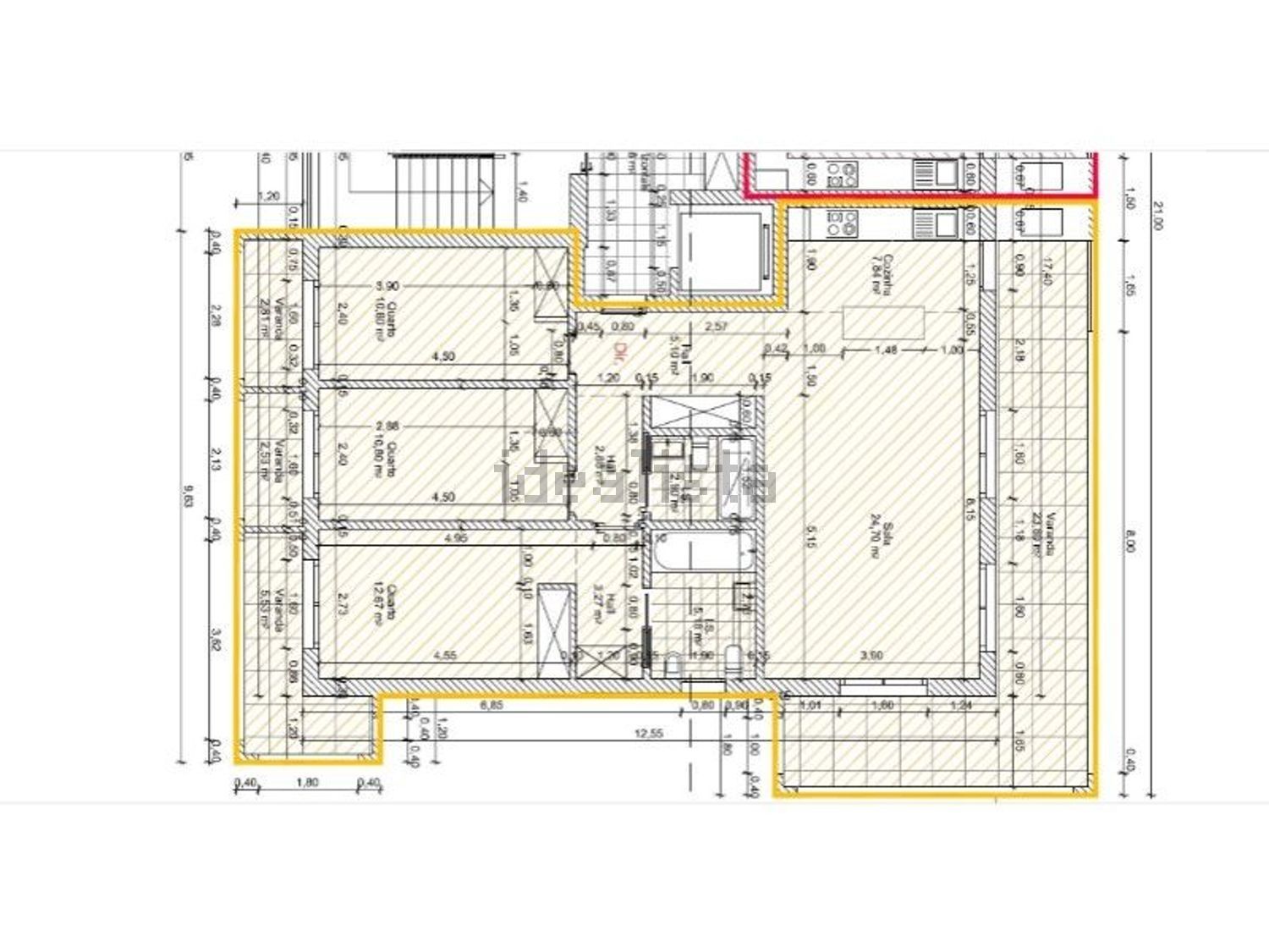 公寓 t3出售在Praceta da Borralha, 12 - 平面图
