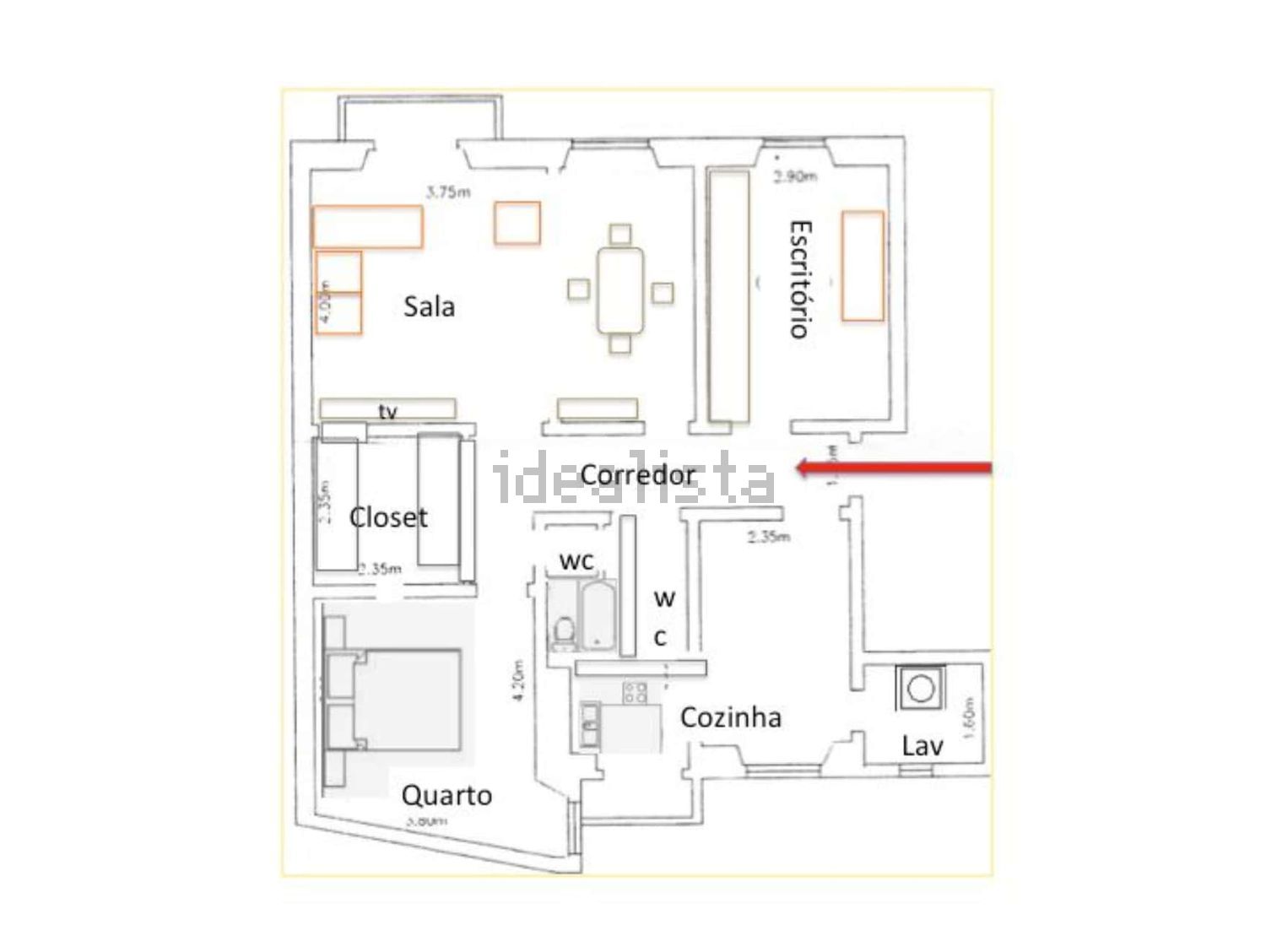 出租公寓 t2在Rua Antero de Quental, 6 - 平面图
