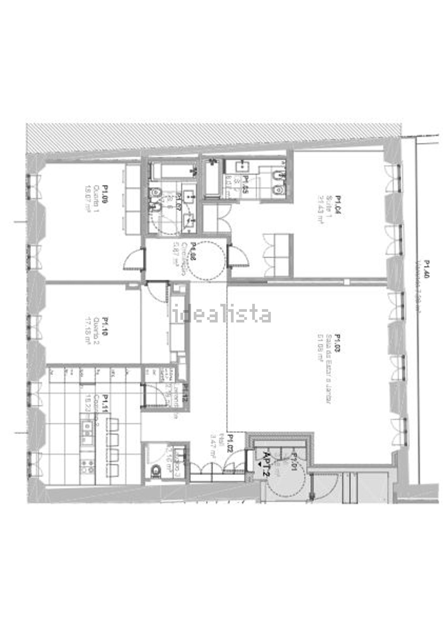 公寓 t3出售在Rua da Lapa - 平面图