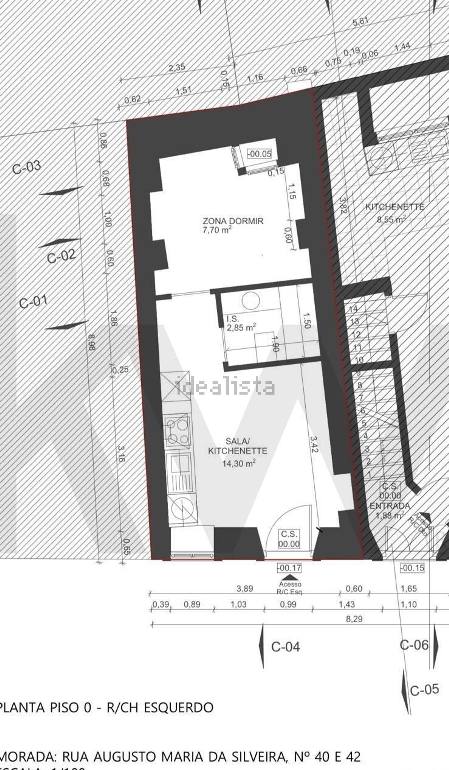 出租公寓 t1在Rua Augusto Maria da Silveira s/n - 平面图