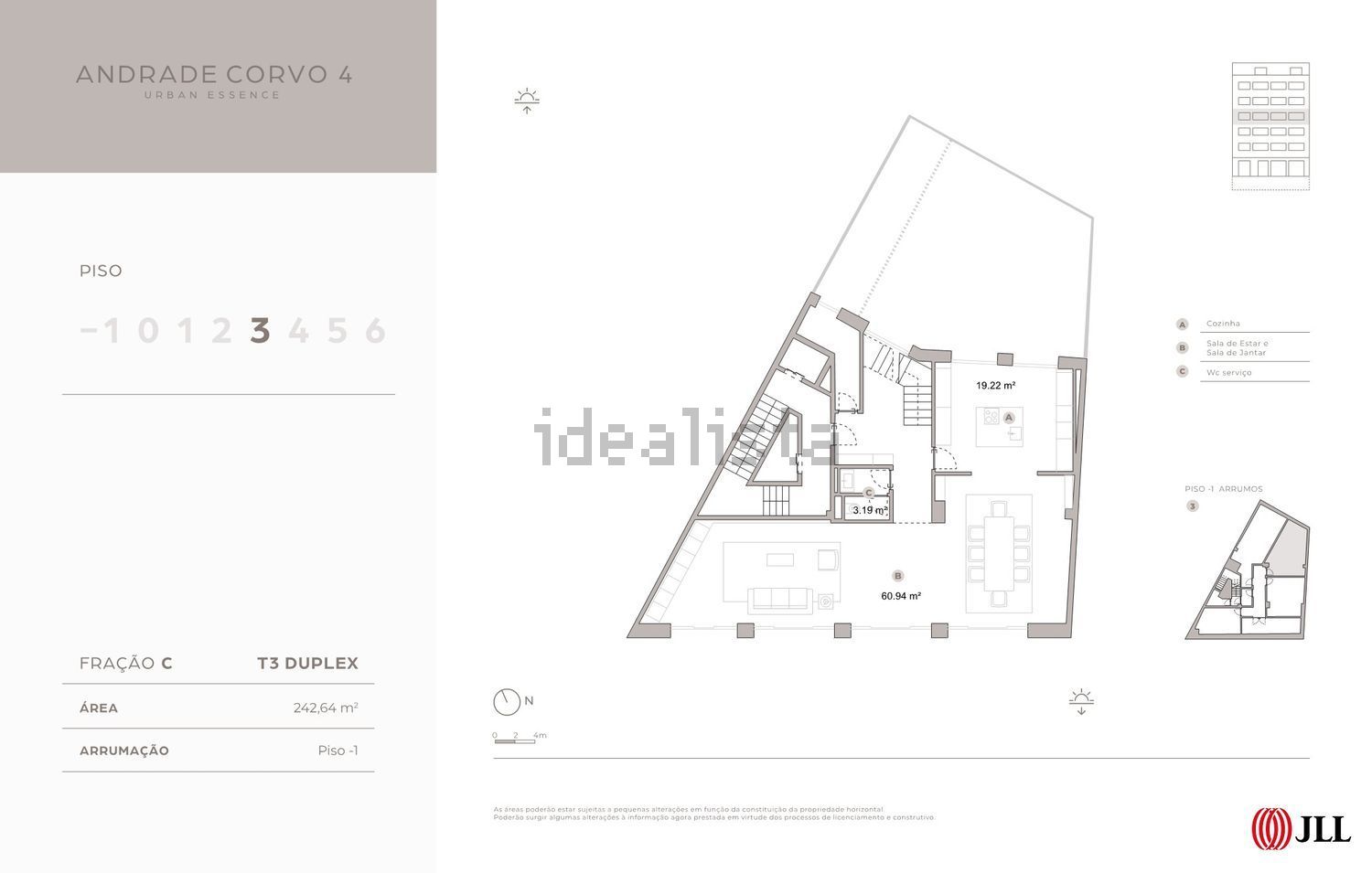 公寓 t3出售在Rua Andrade Corvo, 4 - 平面图