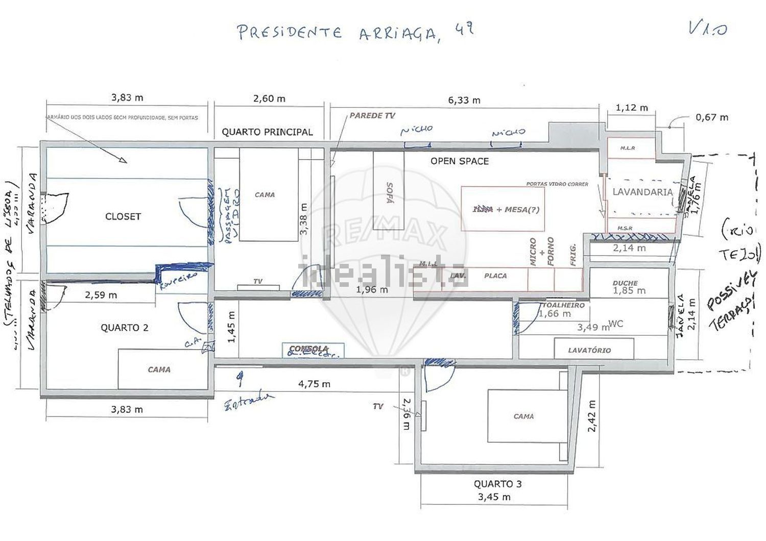 公寓 t4出售在 Lapa - 平面图