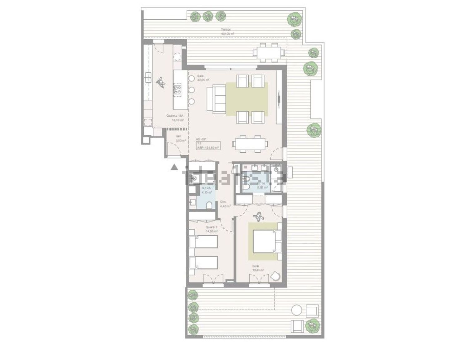 出租公寓 t2在 Bairro Novo - Quinta Dona Maria - 平面图